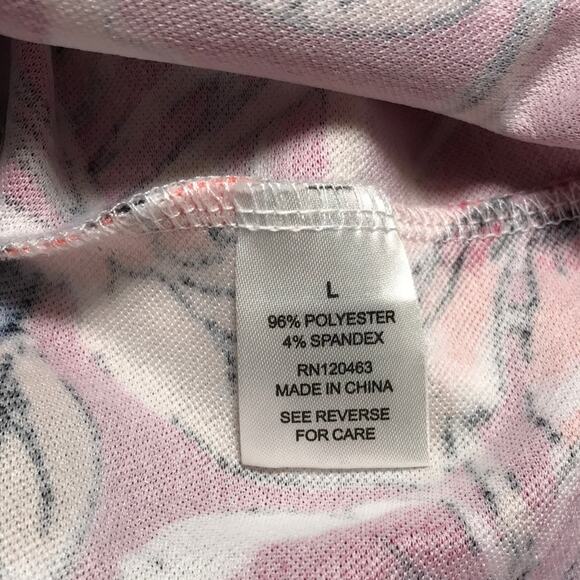 Violet B. Floral Scoop Neck Ruffled Stretch Short Sleeves Sheath Midi Dress L - Picture 4 of 5